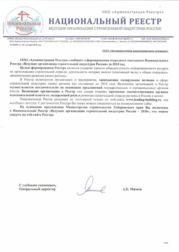 Скан: Национальный реестр организаций строительной индустрии